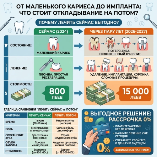 Сколько стоит отложенное лечение зубов в Кишиневе - считаем цены