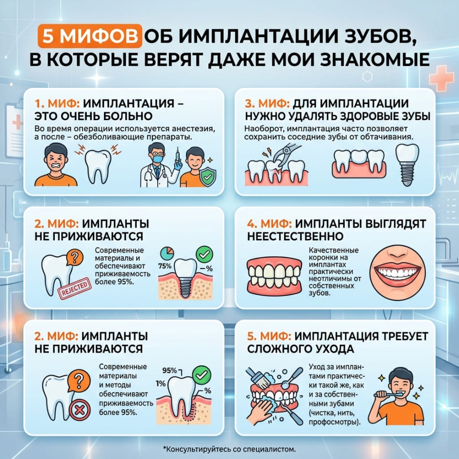 5 главных мифов об имплантации зубов: вся правда от врача в Кишиневе